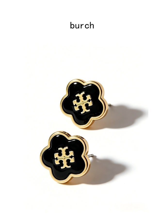 بورش أقراط توري بورش النسائية المرصعة بشعار بارز مطلي بالورنيش - Image 2